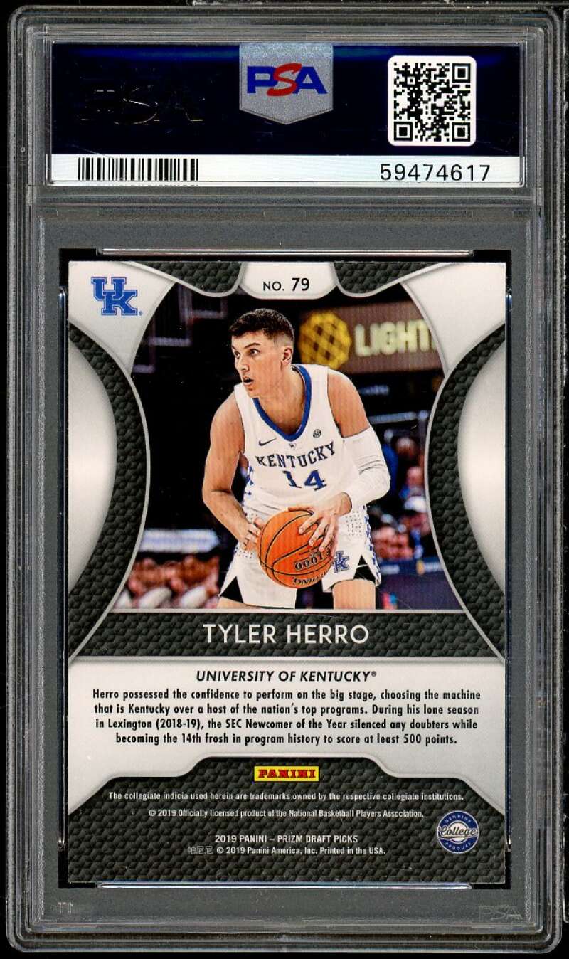 Tyler Herro Rookie Card 2019-20 Panini Prizm Draft Picks #79 PSA 10 Image 2