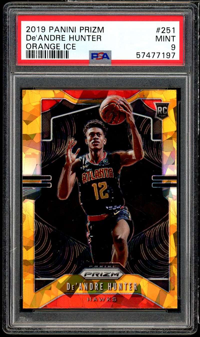 De'Andre Hunter Rookie Card 2019-20 Panini Prizm Orange Ice #251 PSA 9 Image 1