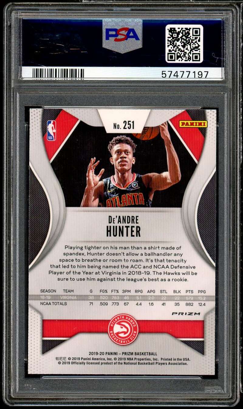 De'Andre Hunter Rookie Card 2019-20 Panini Prizm Orange Ice #251 PSA 9 Image 2