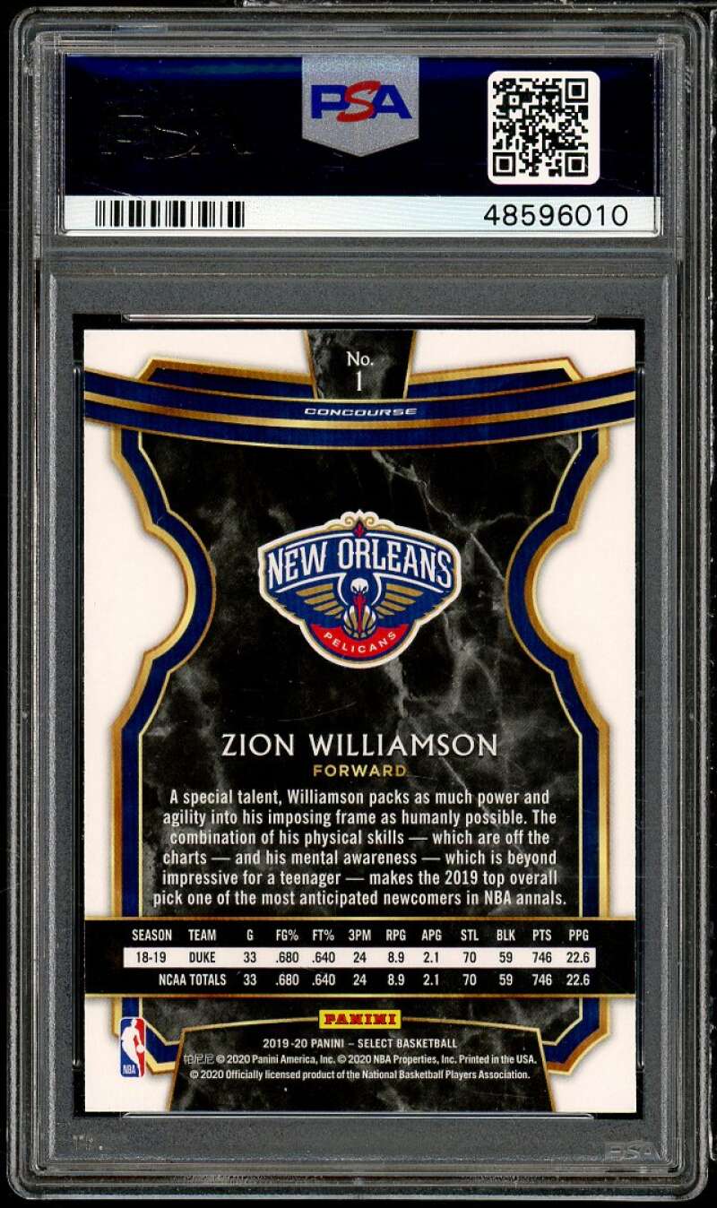 Zion Williamson Rookie Card 2019-20 Panini Select #1 PSA 10 Image 2