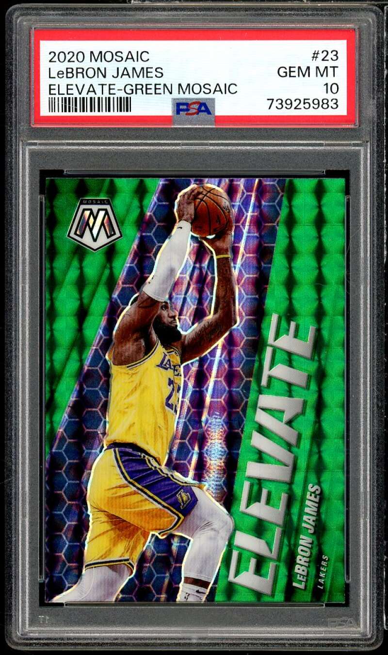 LeBron James Card 2020-21 Mosaic Elevate Green Mosaic #23 PSA 10 Image 1