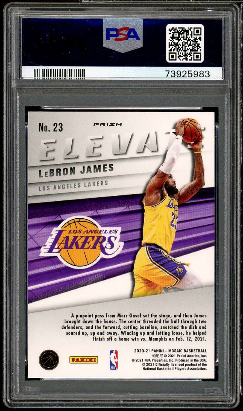 LeBron James Card 2020-21 Mosaic Elevate Green Mosaic #23 PSA 10 Image 2