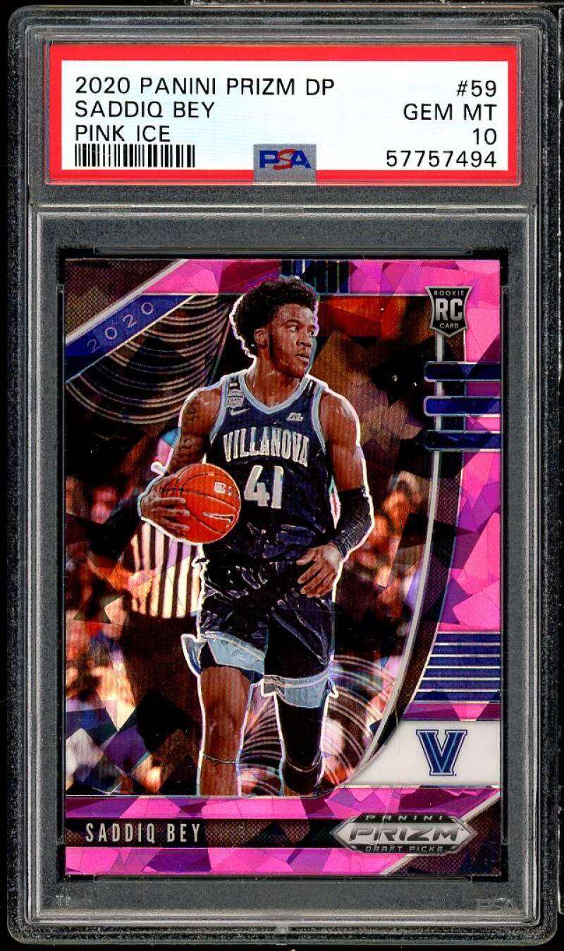 Saddiq Bey Rookie Card 2020-21 Panini Prizm Draft Picks Pink Ice #59 PSA 10 Image 1