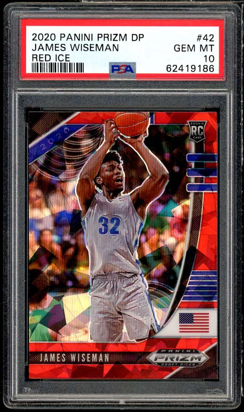 James Wiseman Rookie Card 2020-21 Panini Prizm Draft Picks Red Ice #42 PSA 10 Image 1