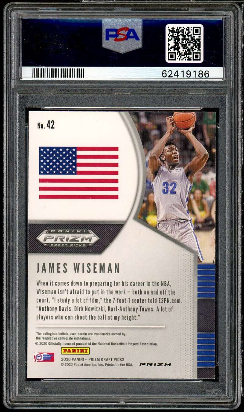 James Wiseman Rookie Card 2020-21 Panini Prizm Draft Picks Red Ice #42 PSA 10 Image 2