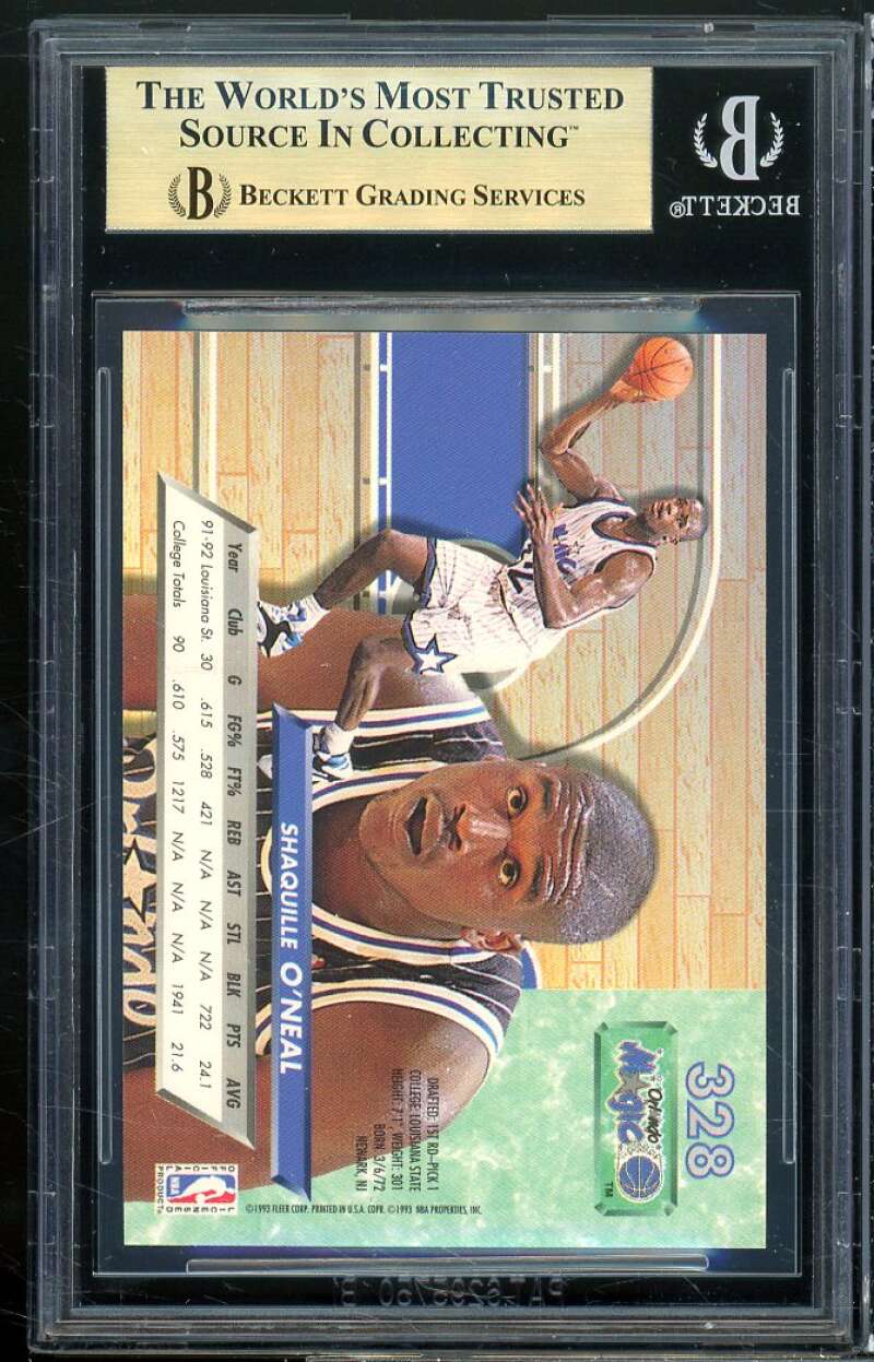 Shaquille O'neal Rookie Card 1992-93 Ultra #328 BGS 9.5 Image 2