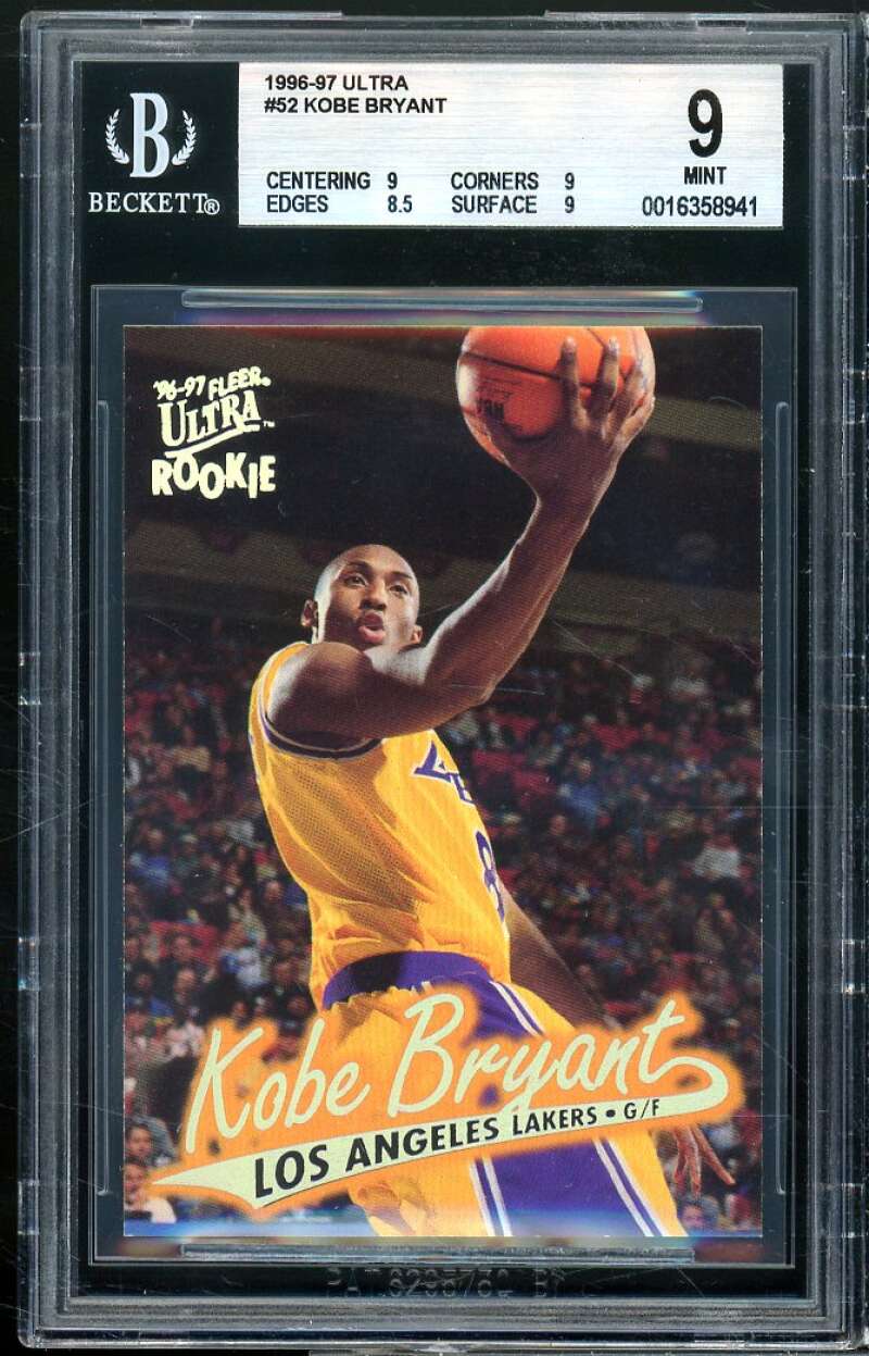 Kobe Bryant Rookie Card 1996-97 Ultra #52 BGS 9 (9 9 8.5 9) Image 1