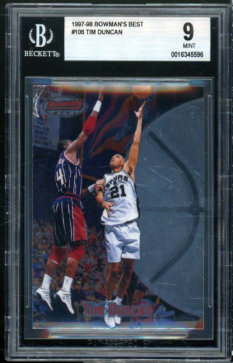 Tim Duncan Rookie Card 1997-98 Bowman's Best #106 BGS 9 Image 1