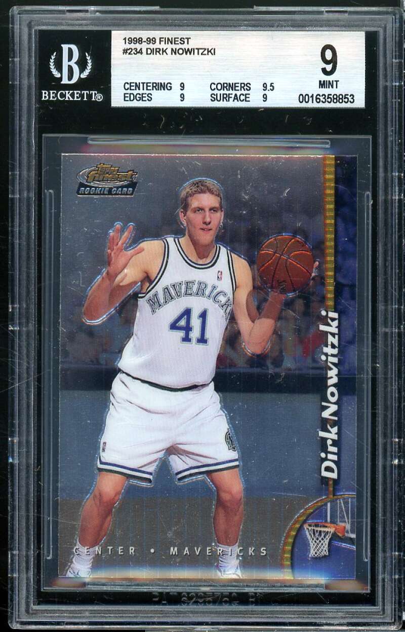 Dirk Nowitzki Rookie Card 1998-99 Finest #234 BGS 9 (9 9.5 9 9) Image 1