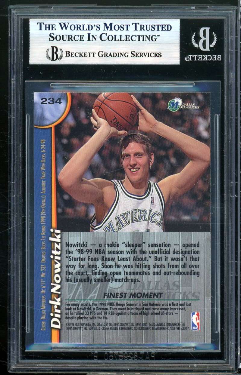 Dirk Nowitzki Rookie Card 1998-99 Finest #234 BGS 9 (9 9.5 9 9) Image 2