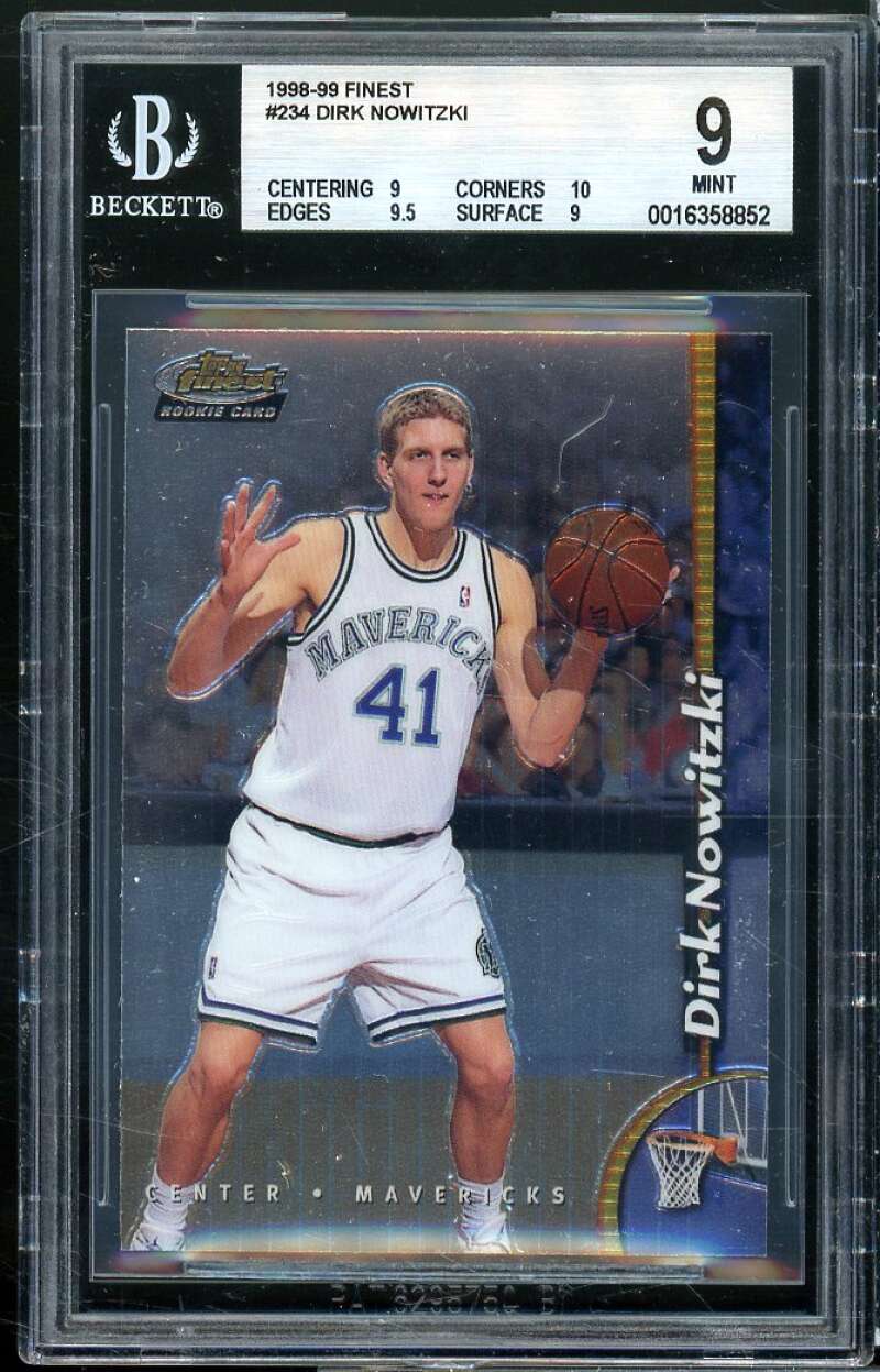 Dirk Nowitzki Rookie Card 1998-99 Finest #234 BGS 9 (9 10 9.5 9) Image 1