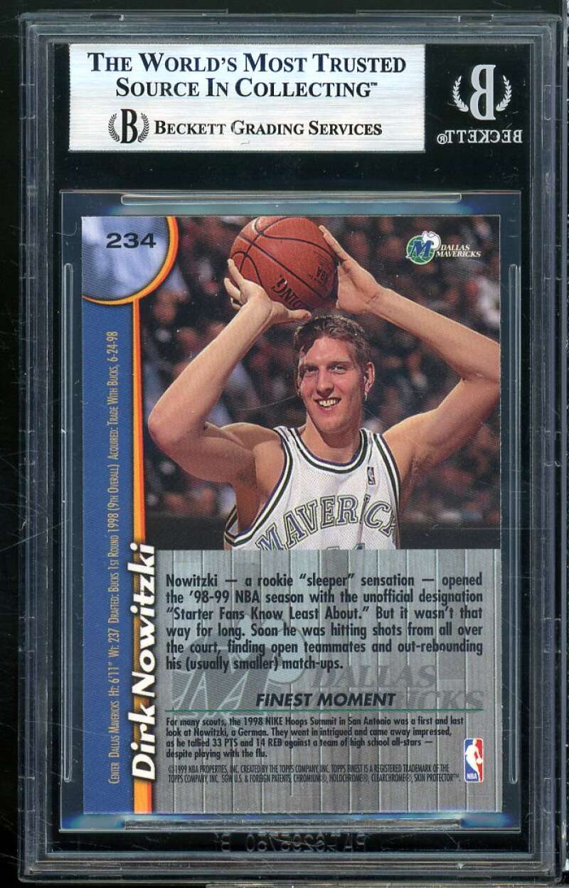 Dirk Nowitzki Rookie Card 1998-99 Finest #234 BGS 9 (9 10 9.5 9) Image 2