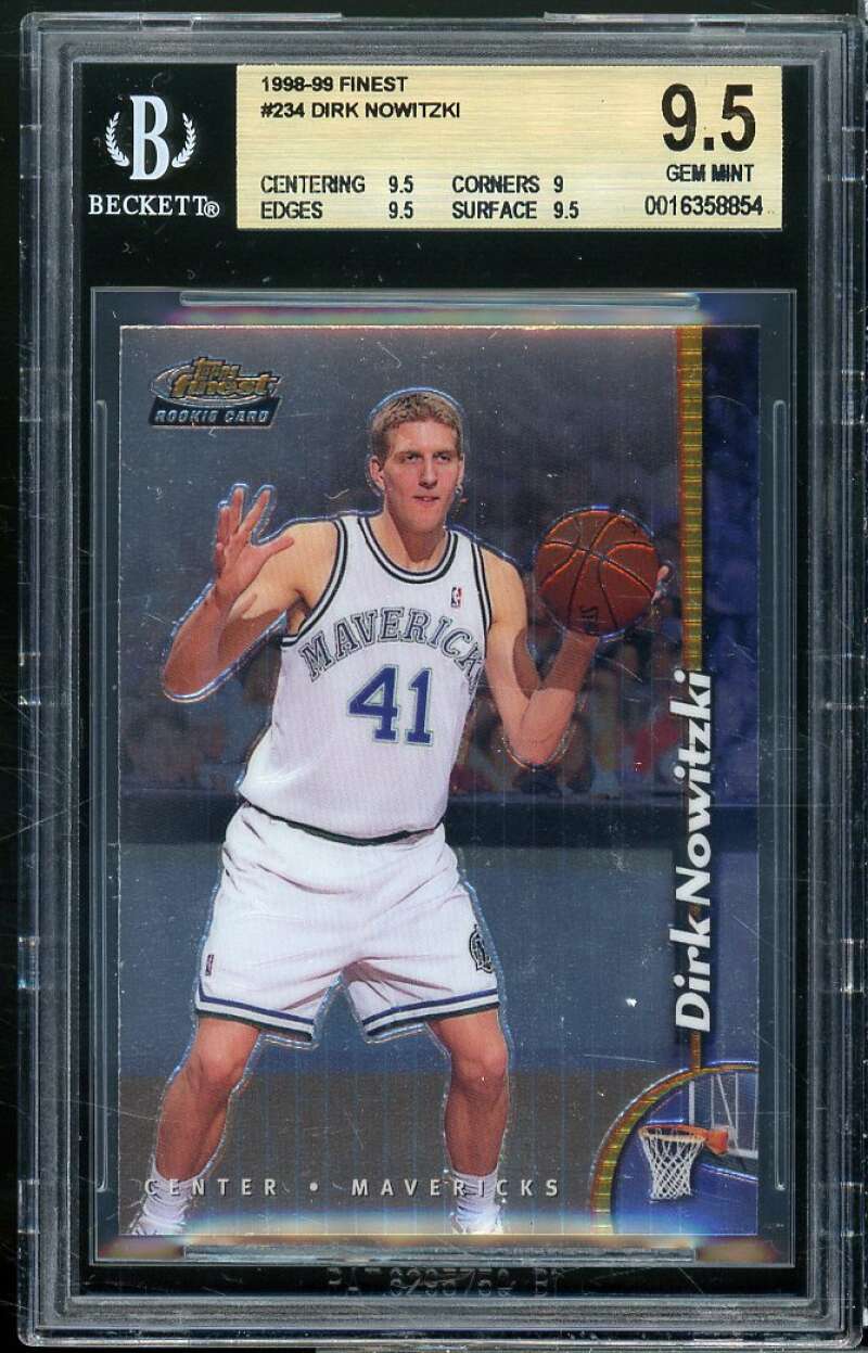 Dirk Nowitzki Rookie Card 1998-99 Finest #234 BGS 9 (9.5 9 9.5 9.5) Image 1