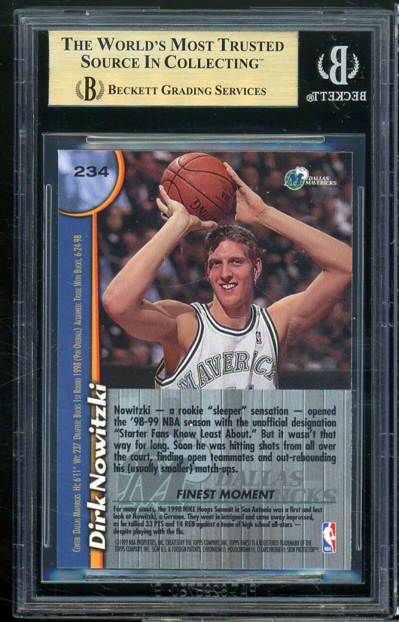 Dirk Nowitzki Rookie Card 1998-99 Finest #234 BGS 9 (9.5 9 9.5 9.5) Image 2