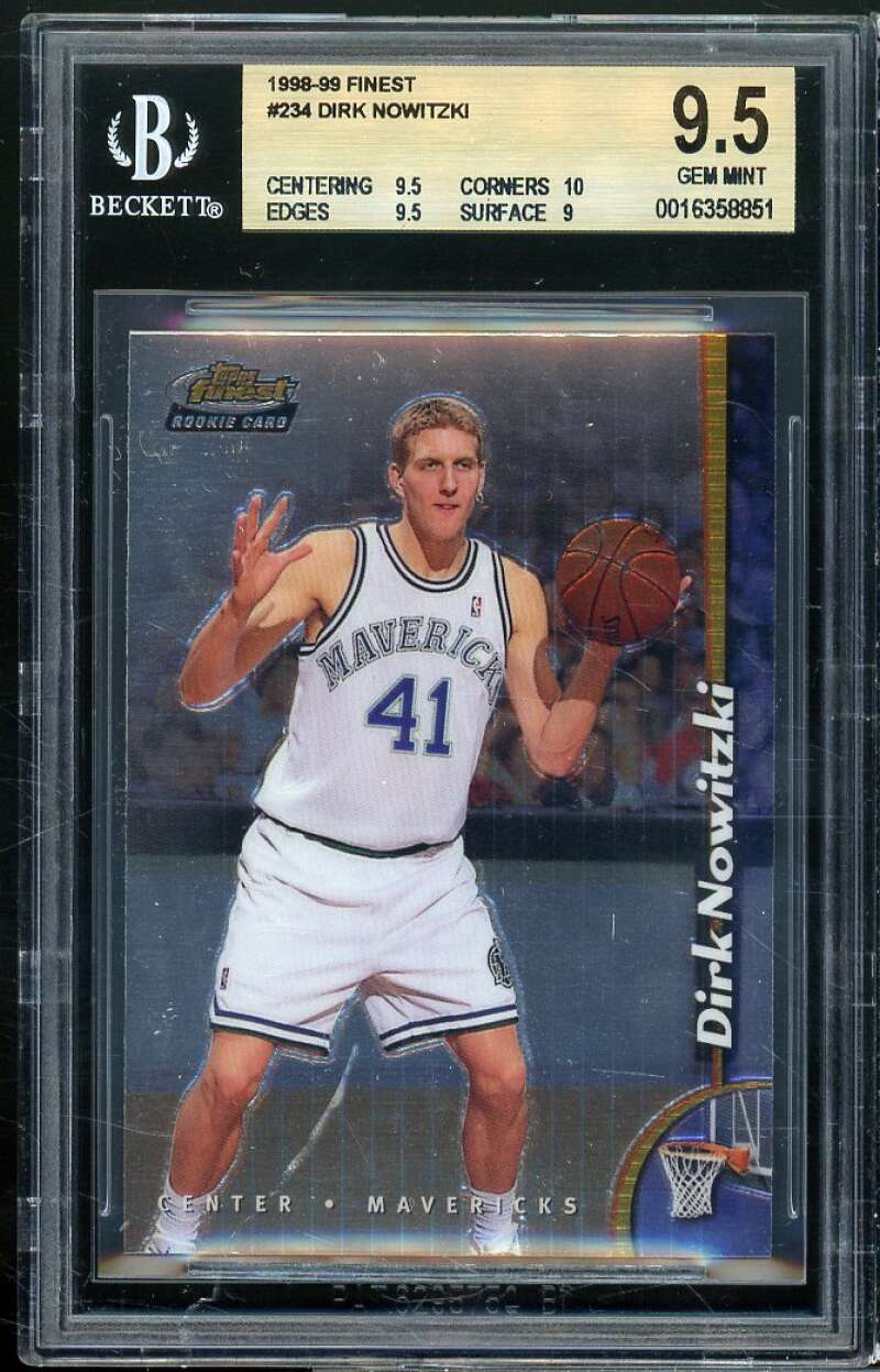 Dirk Nowitzki Rookie Card 1998-99 Finest #234 BGS 9 (9.5 10 9.5 9) Image 1