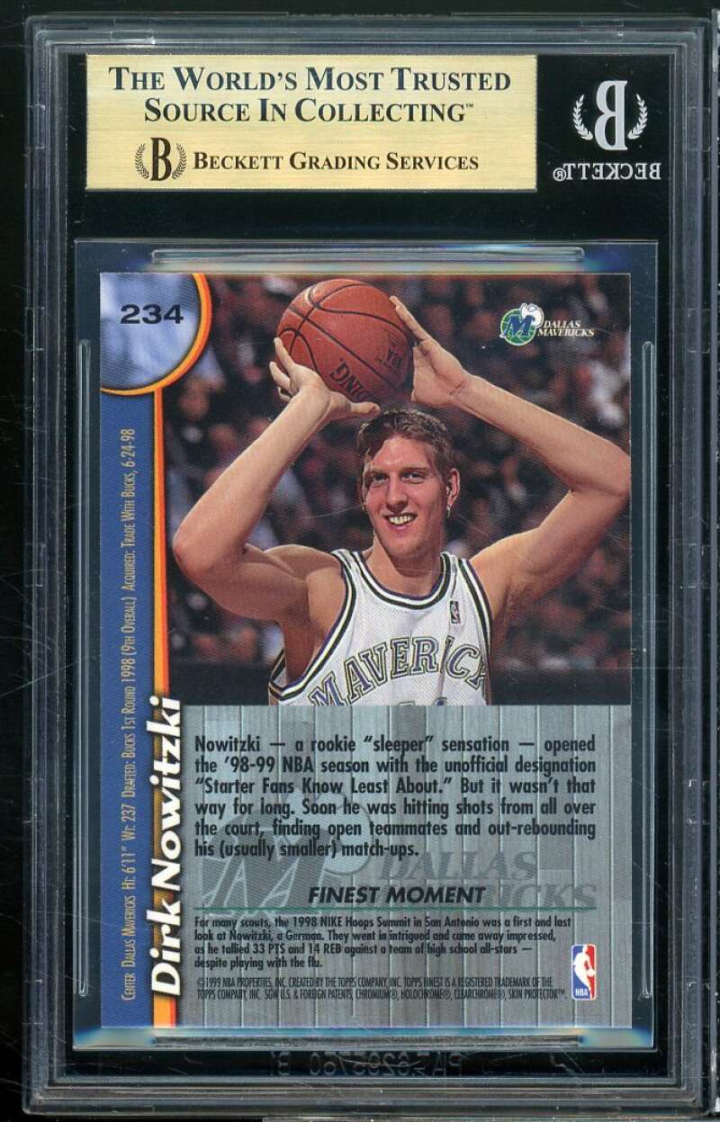 Dirk Nowitzki Rookie Card 1998-99 Finest #234 BGS 9 (9.5 10 9.5 9) Image 2