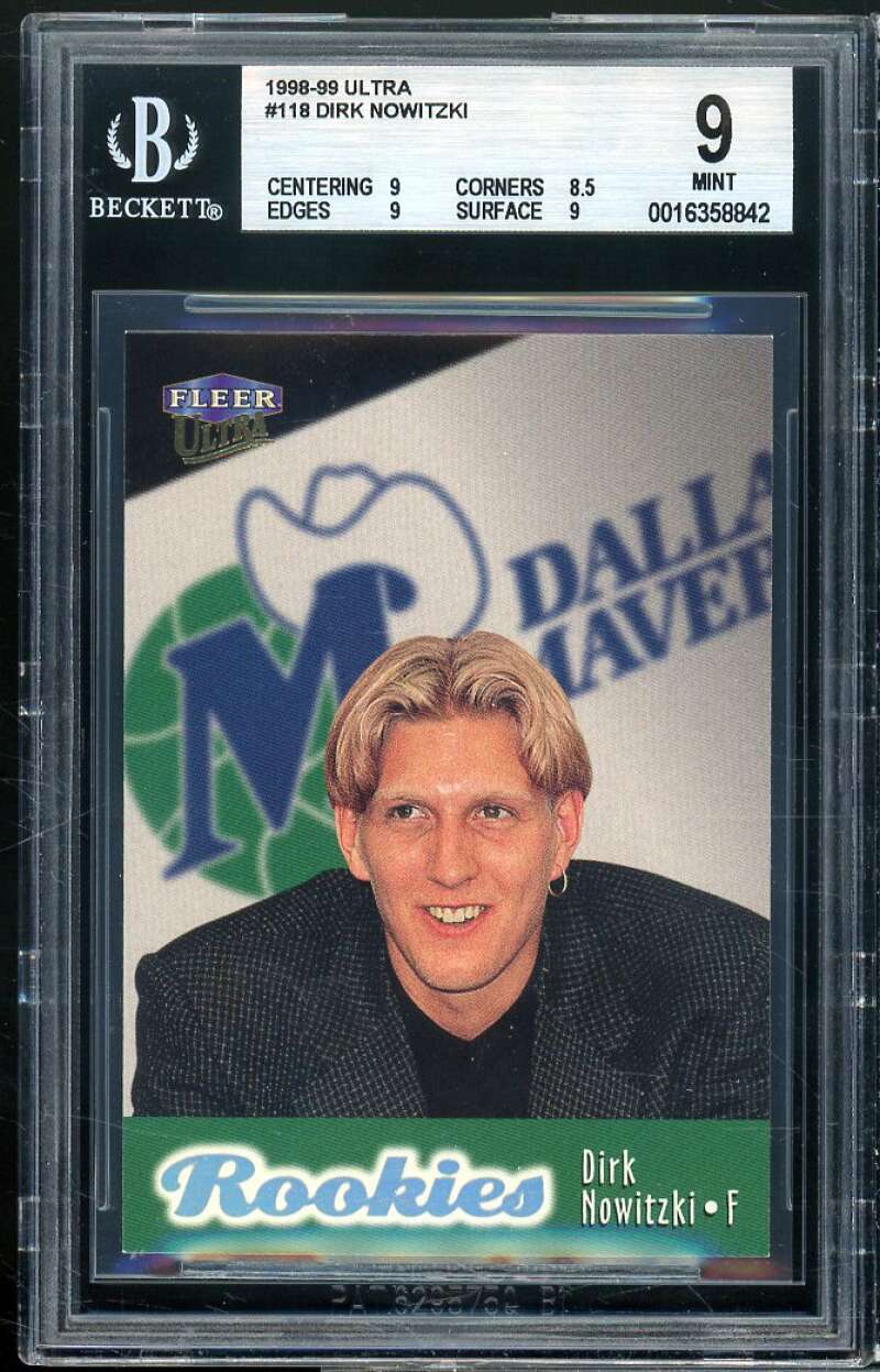 Dirk Nowitzki Rookie Card 1998-99 Ultra #118 BGS 9 (9 8.5 9 9) Image 1