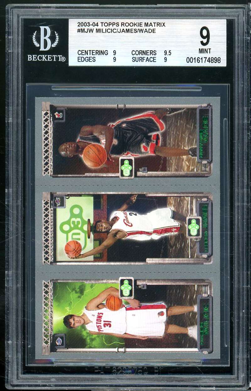 Dwyane Wade/Milicic/Lebron James Rookie 2003 Topps Matrix #jba BGS 9 (9 9.5 9 9) Image 1