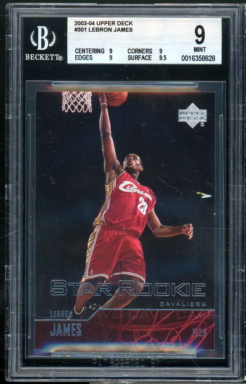 Lebron James Rookie Card 2003-04 Upper Deck #301 BGS 9 (9 9 9 9.5) Image 1