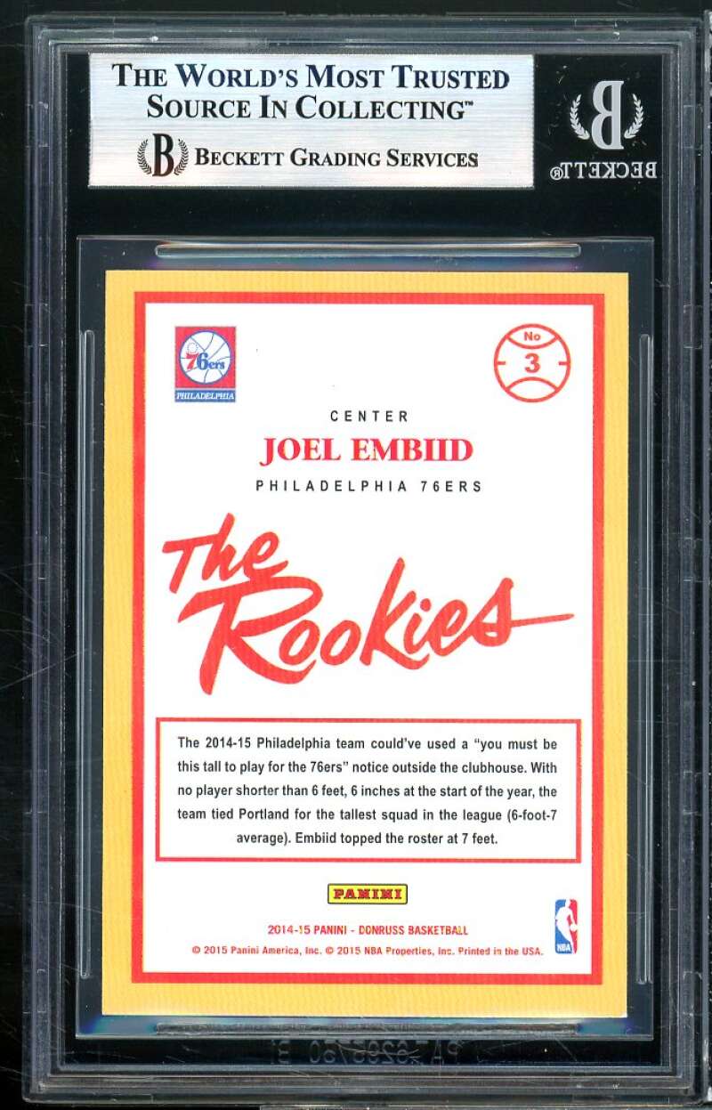 Joel Embiid 2014-15 Donruss The Rookies Swirlorama #3 BGS 9 (9.5 8.5 9.5 9.5) Image 2