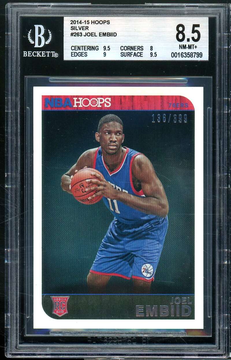 Joel Embiid Rookie Card 2014-15 Hoops Silver #263 BGS 8.5 (9.5 8 9 9.5) Image 1