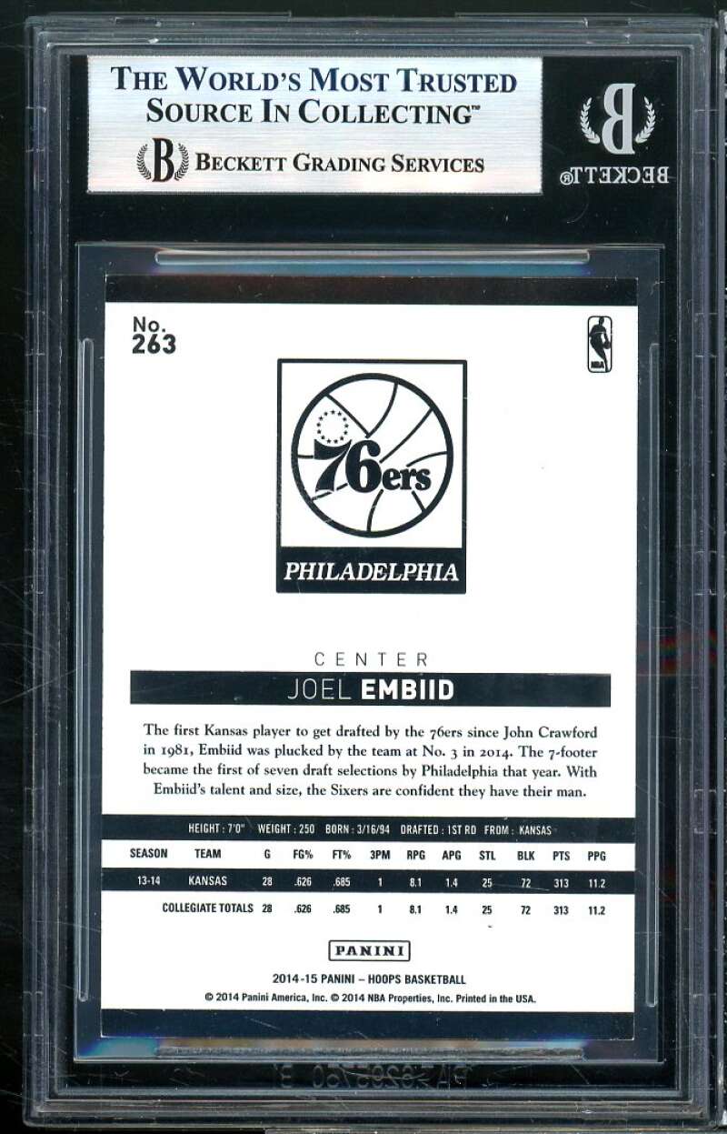 Joel Embiid Rookie Card 2014-15 Hoops Silver #263 BGS 8.5 (9.5 8 9 9.5) Image 2