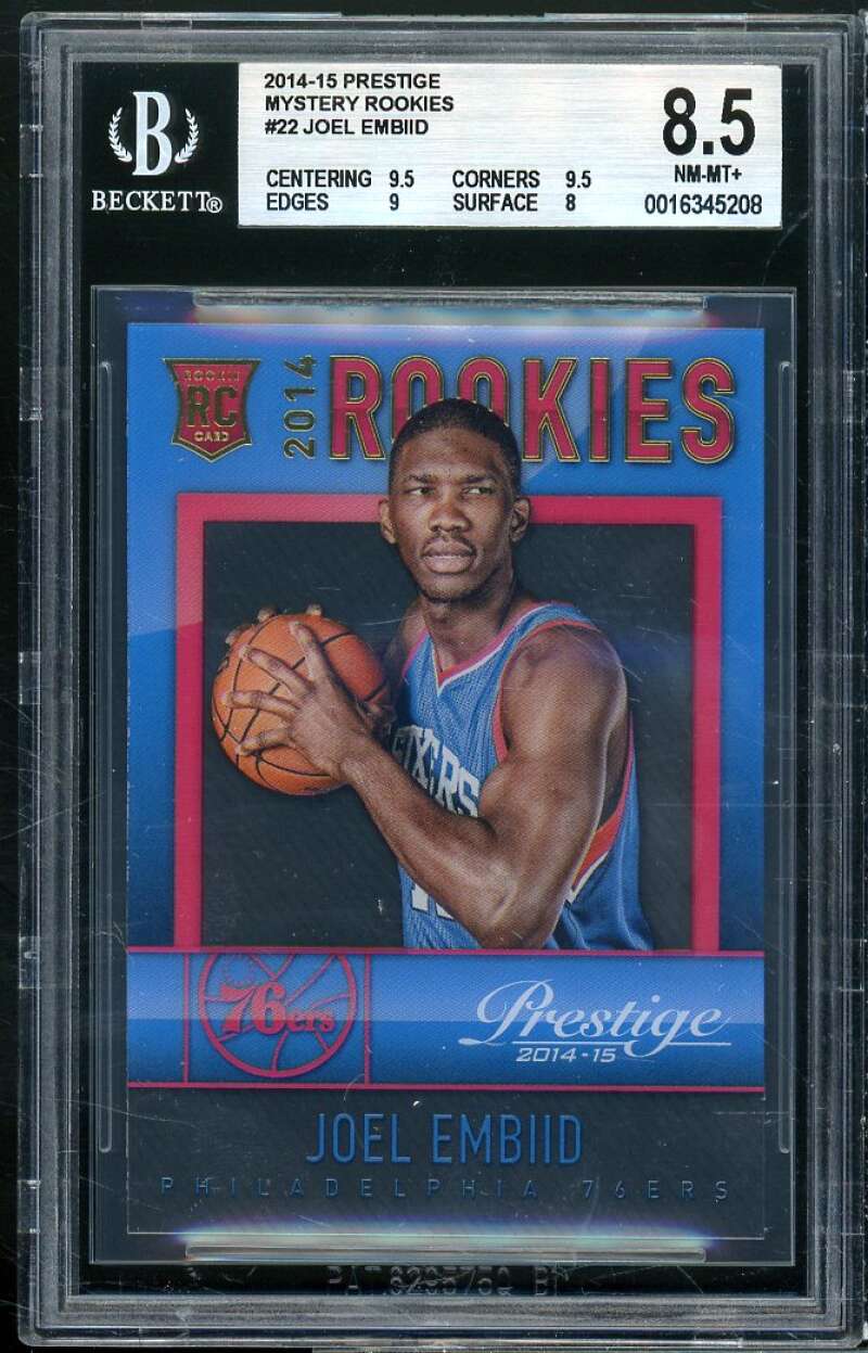 Joel Embiid Rookie 2014-15 Prestige Mystery Rookies #22 BGS 8.5 (9.5 9.5 9 8) Image 1