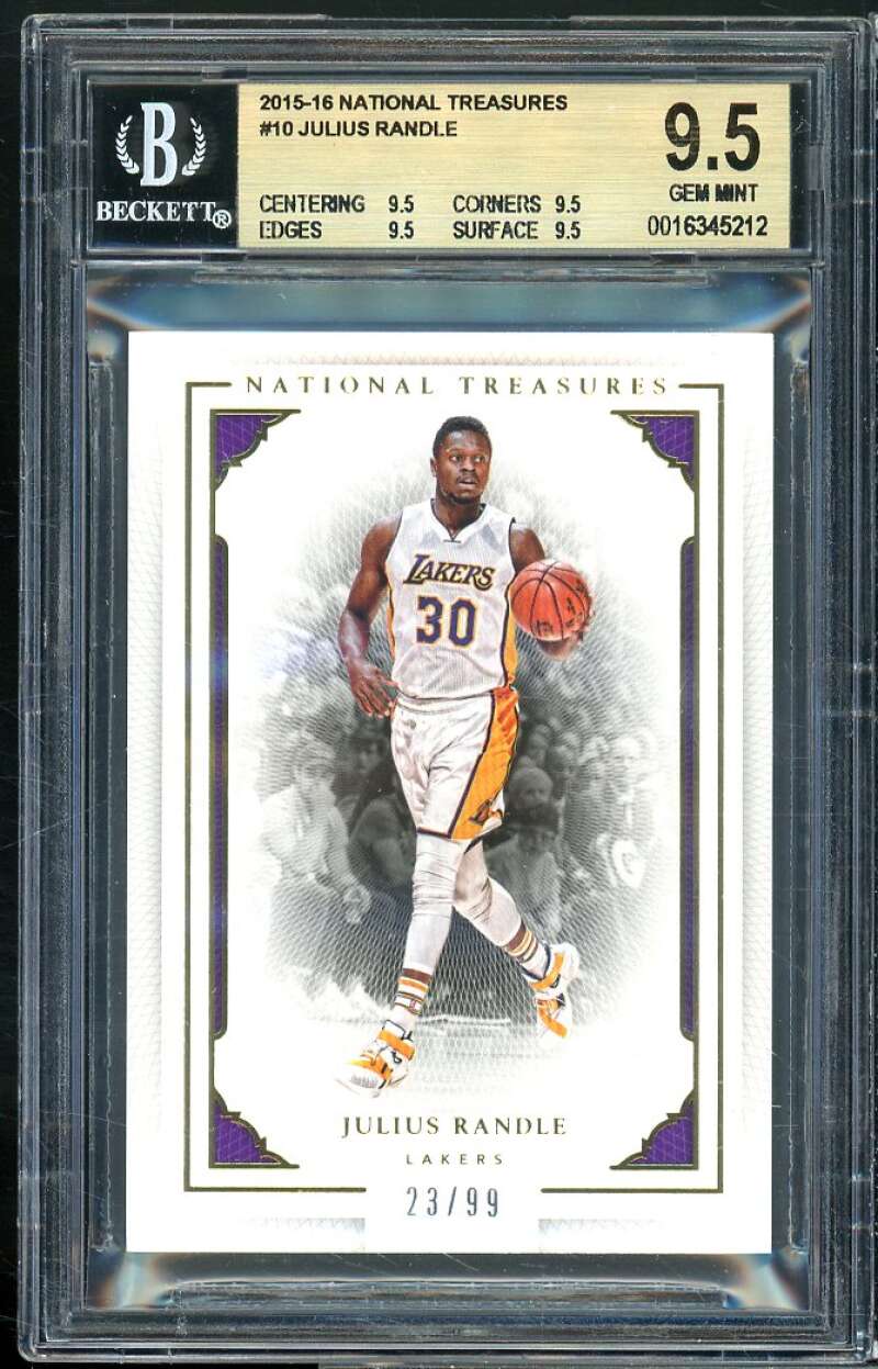 Julius Randle Rookie Card 2015-16 National Treasures #10 (pop 2) BGS 9.5 Image 1