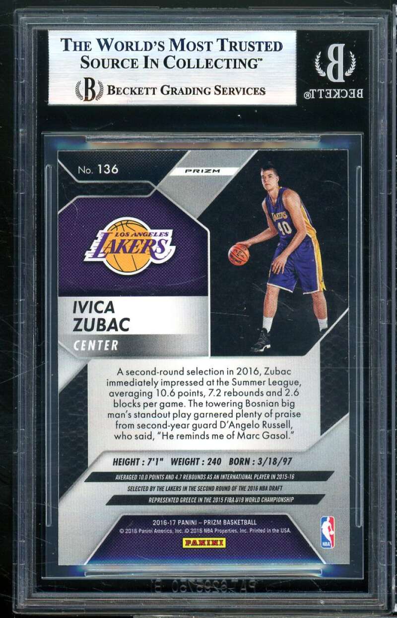 Ivica Zubac Rookie Card 2016-17 Panini Prizm Green Prizms #136 BGS 9 (9 9 9 8.5) Image 2