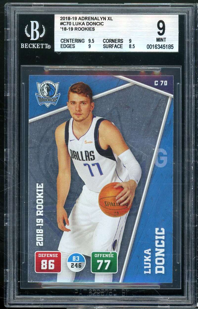 Luka Doncic Rookie Card 2018-19 Adrenalyn XL #c70 BGS 9 (9.5 9 9 8.5) Image 1