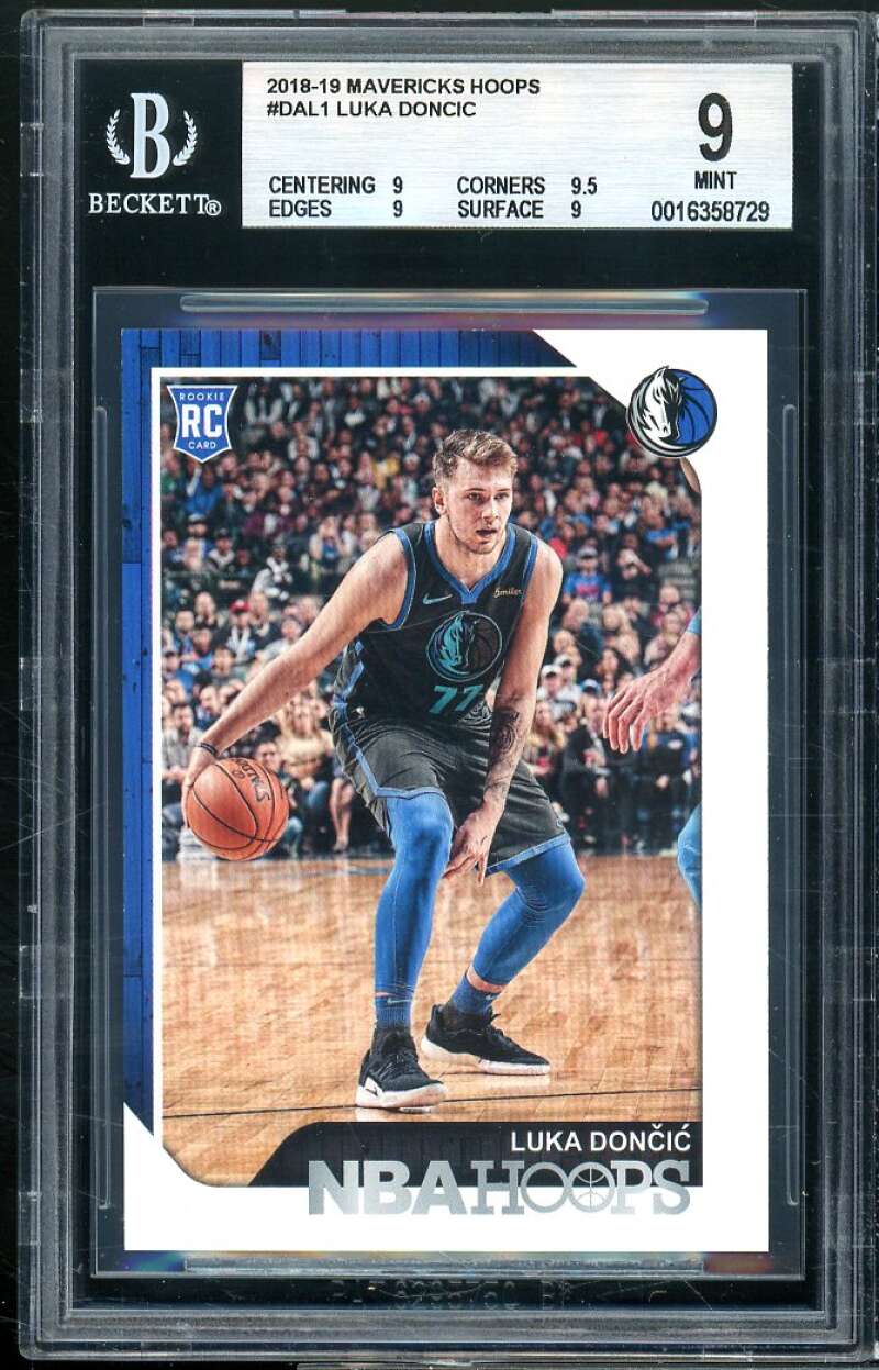 Luka Doncic Rookie Card 2018-19 Mavericks Hoops #dal1 BGS 9 (9 9.5 9 9) Image 1