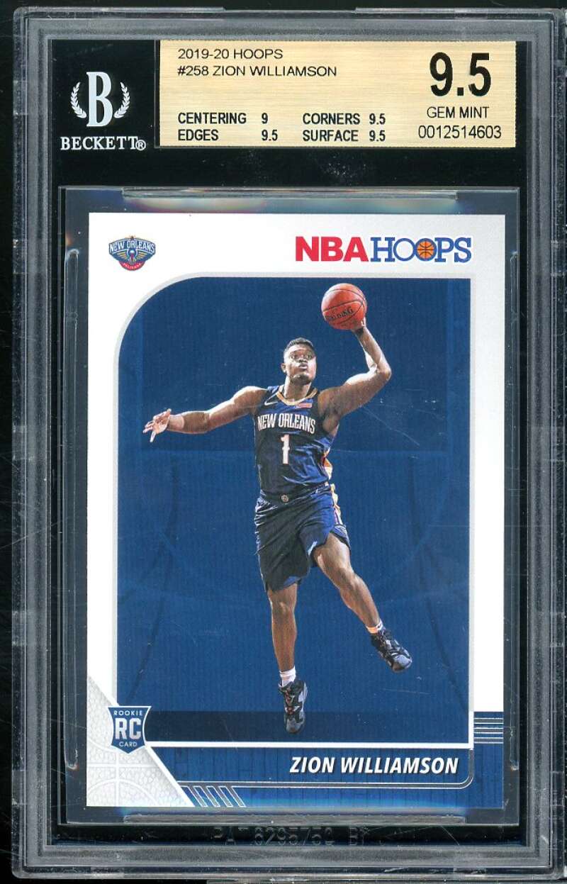 Zion Williamson Rookie Card 2019-20 Hoops #258 BGS 9.5 (9 9.5 9.5 9.5) Image 1