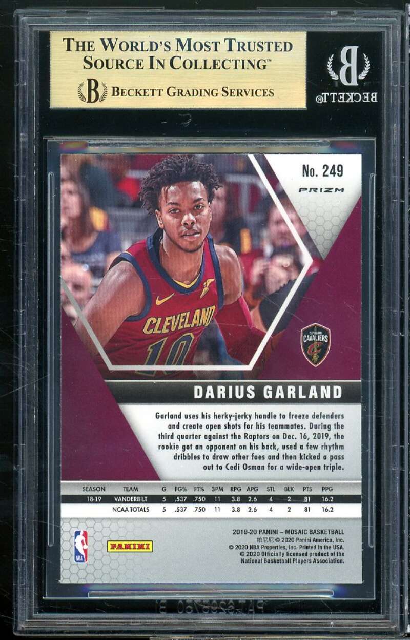 Darius Garland Rookie Card 2019-20 Panini Mosaic Orange Reactive #249 BGS 9.5 Image 2