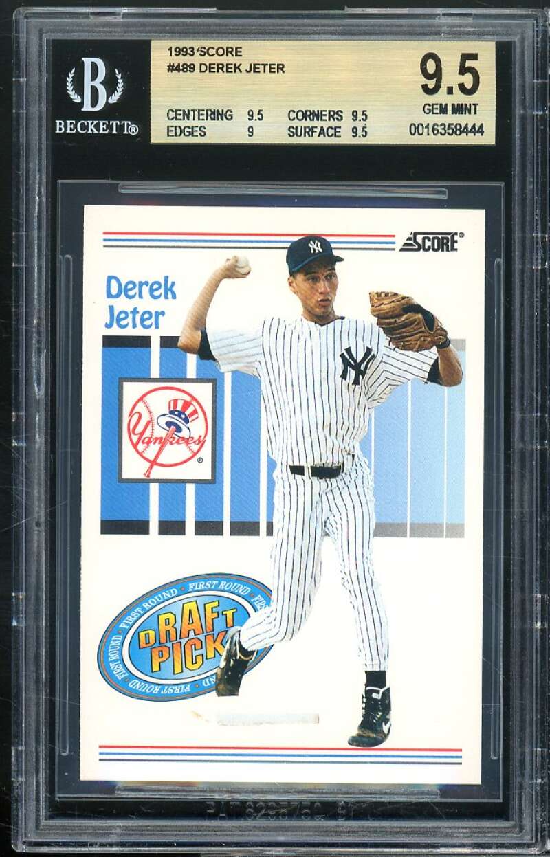 Derek Jeter Rookie Card 1993 Score #489 BGS 9.5 (9.5 9.5 9 9.5) Image 1