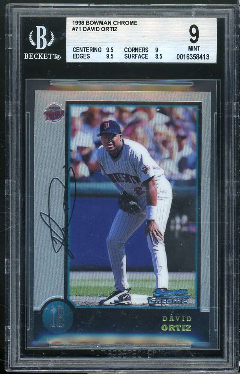 David Ortiz Rookie Card 1998 Bowman Chrome #71 BGS 9 (9.5 9 9.5 8.5) Image 1