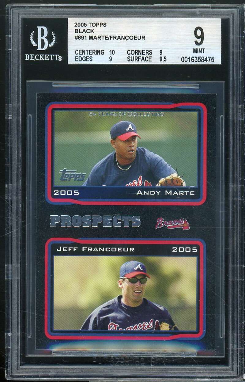 Andy Marte/Jeff Francoeur Rookie Card 2005 Topps Black #691 BGS 9 (10 9 9 9.5) Image 1