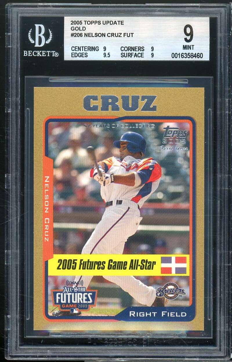 Nelson Cruz Rookie Card 2005 Topps Update Gold #206 BGS 9 (9 9 9.5 9) Image 1