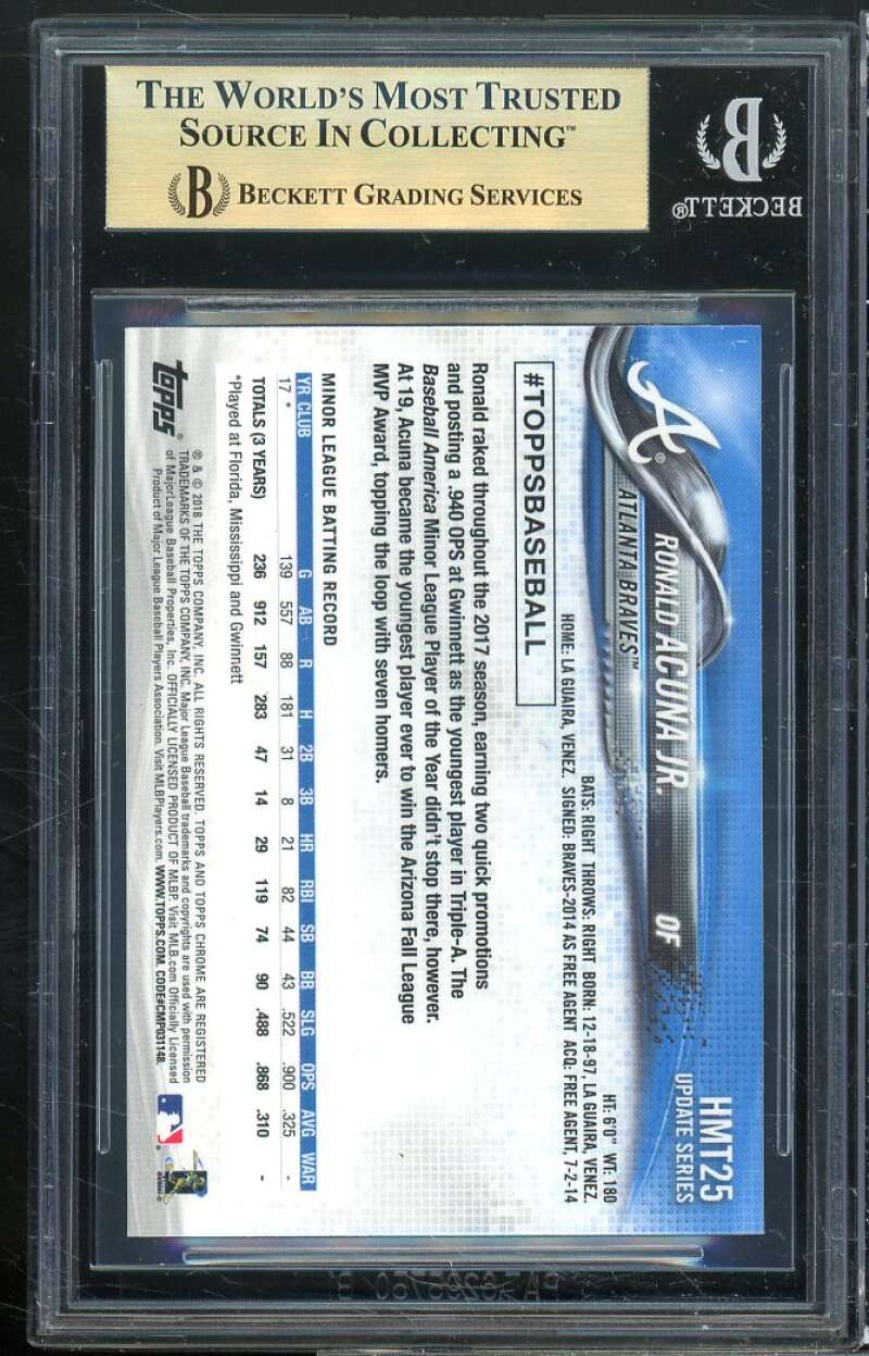 Ronald Acuna Jr. Rookie Card 2018 Topps Chrome Update #HMT25 BGS 9.5 Image 2