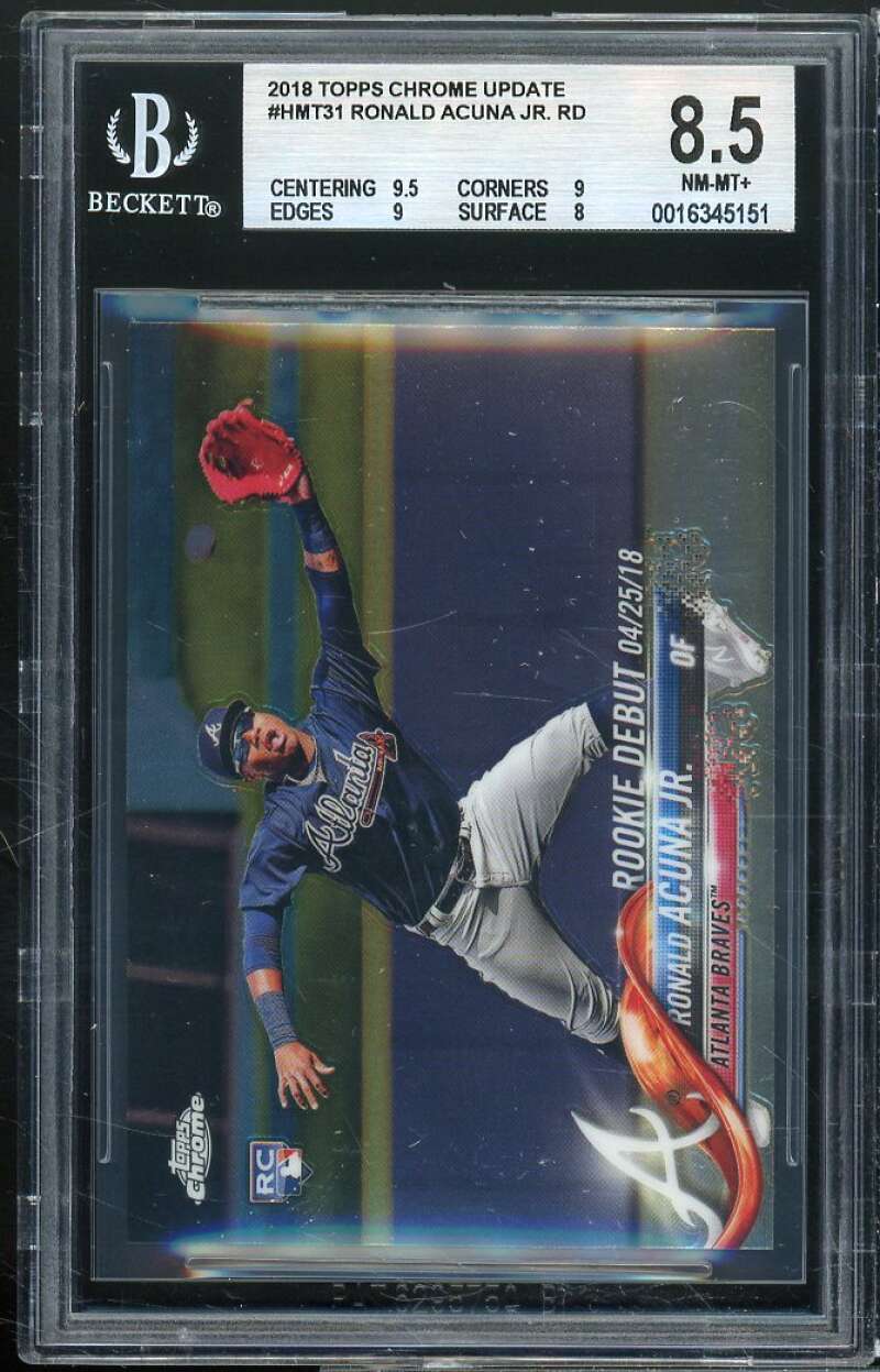 Ronald Acuna Jr. Rookie Card 2018 Topps Chrome Update Edition #HMT31 BGS 8.5 Image 1