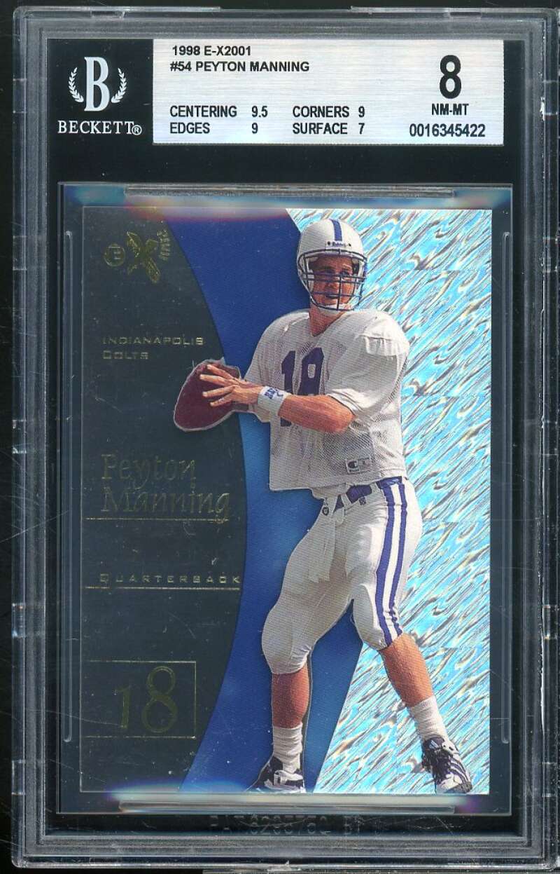 Peyton Manning Rookie Card 1998 E-X2001 BGS 8 (9.5 9 9 7) Image 1