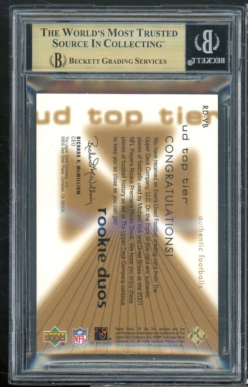 Michael Vick / Drew Brees Rookie 2001 UD Top Tier Duos #RDVB (pop 1) BGS 9.5 Image 2