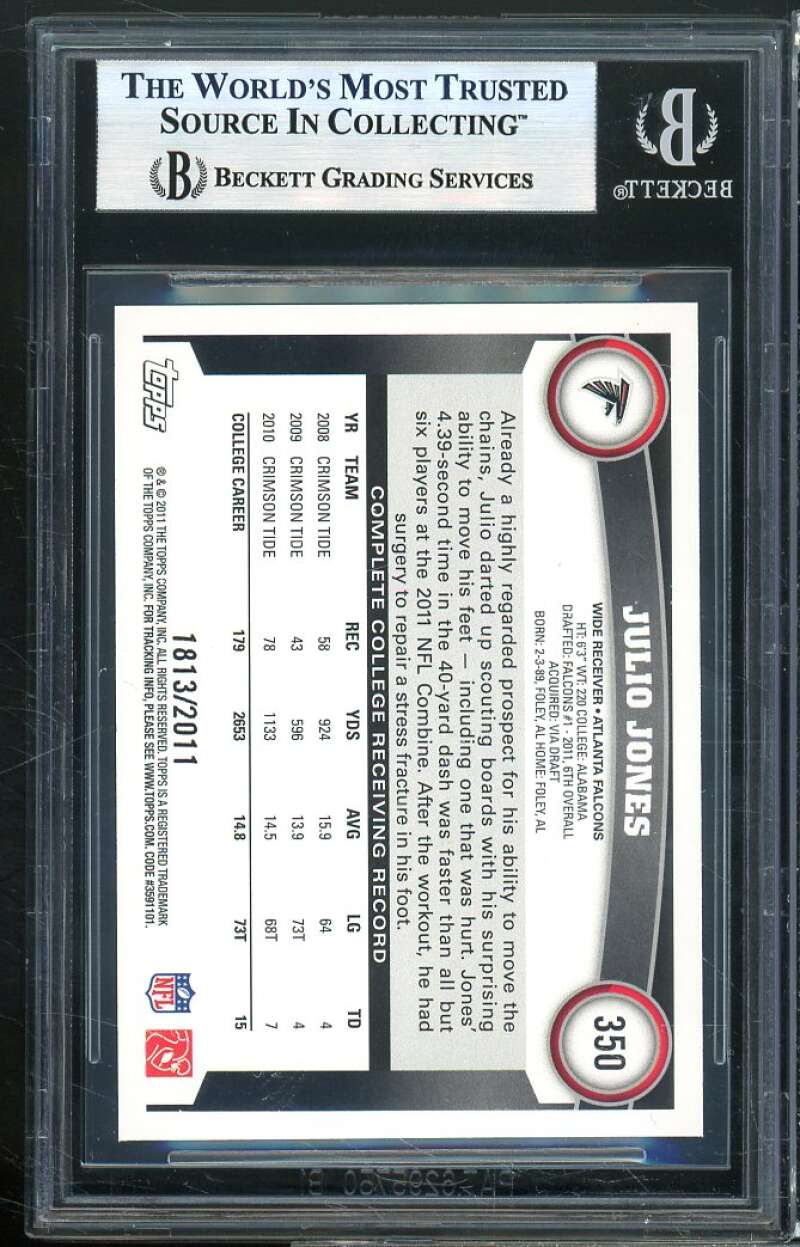 Julio Jones Rookie Card 2011 Topps Gold #350 BGS 9 Image 2