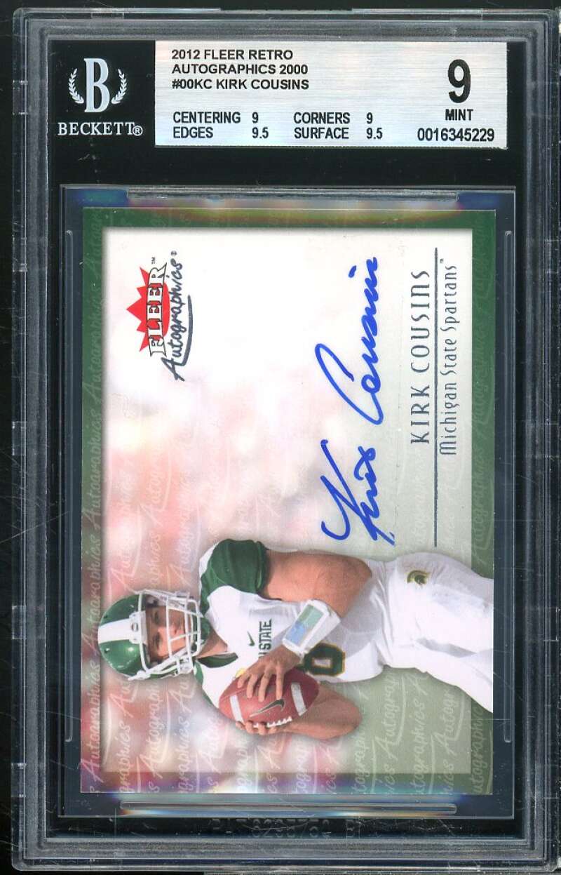 Kirk Cousins Rookie 2012 Fleer Retro Autographics 2000 #KC BGS 9 (9 9 9.5 9.5) Image 1