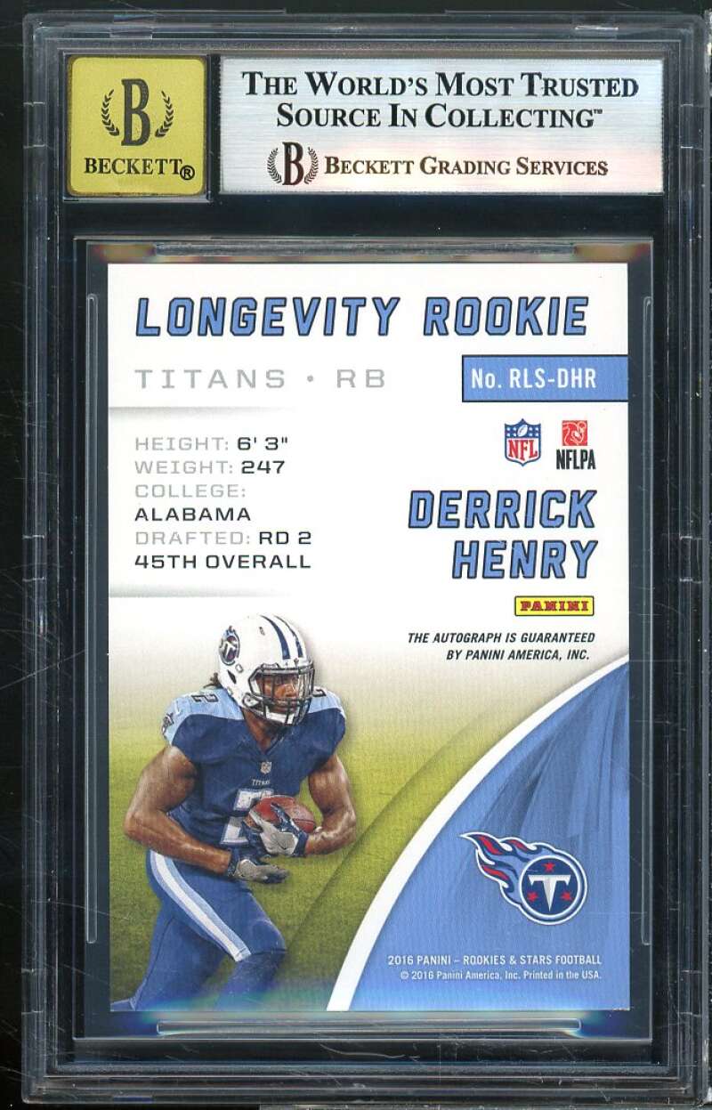 Derrick Henry Rookie 2016 Rookies Stars Longevity Signatures #DH (pop 1) BGS 9 Image 2