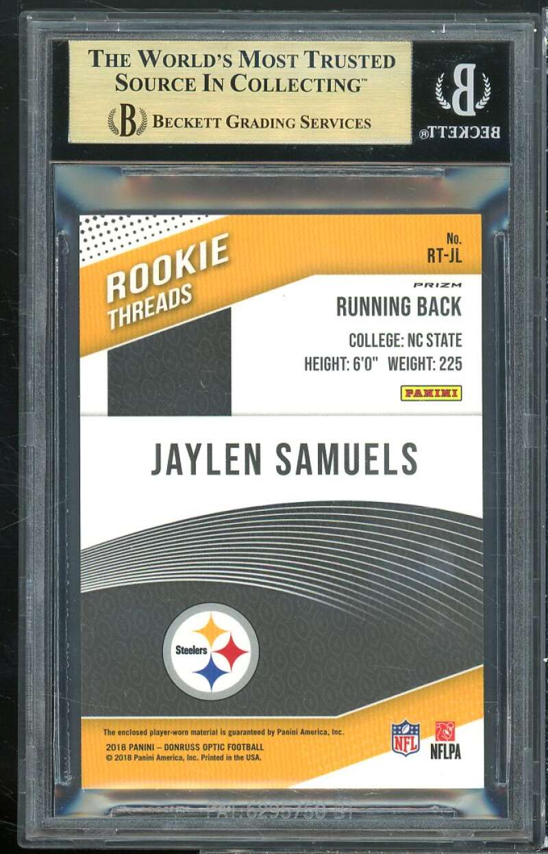 Jaylen Samuels Rookie Card 2018 Donruss Optic Rookie Threads #29 BGS 9.5 Image 2