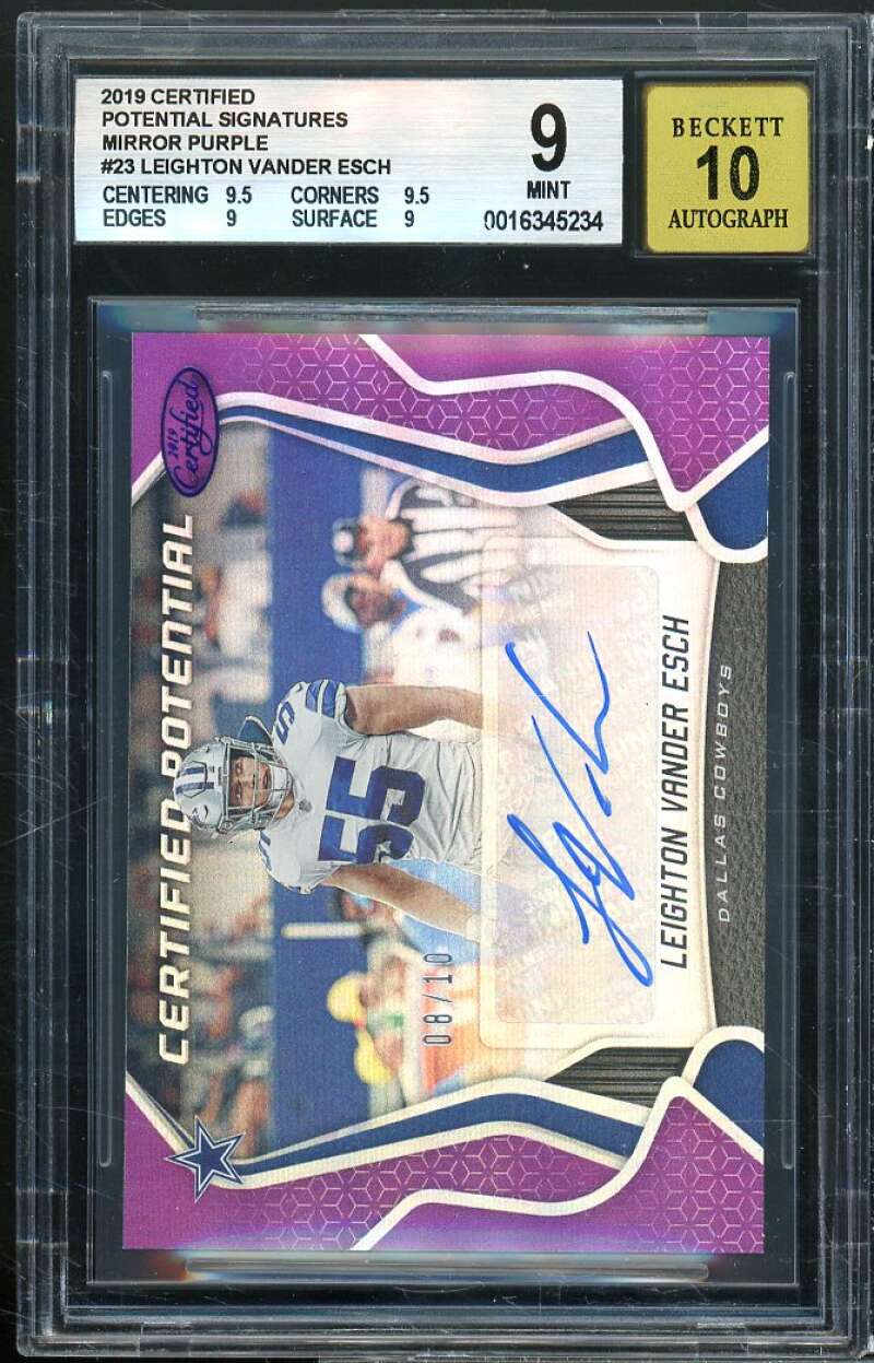 Leighton Vander Esch 2019 Certified Potential Signatures Mirror Purple #23 BGS 9 Image 1