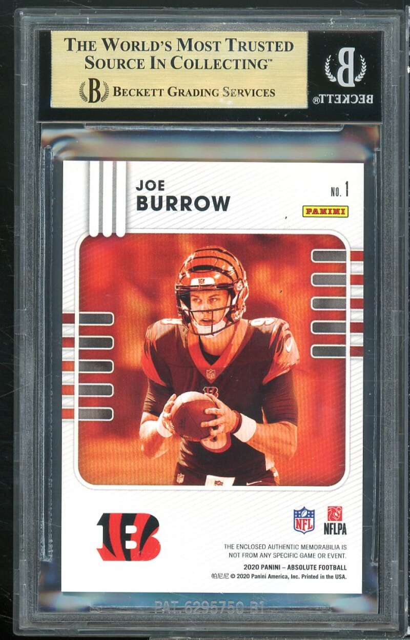 Joe Burrow Rookie Card 2020 Absolute Rookie Materials #1 BGS 9.5 (9.5 9.5 9.5 9) Image 2