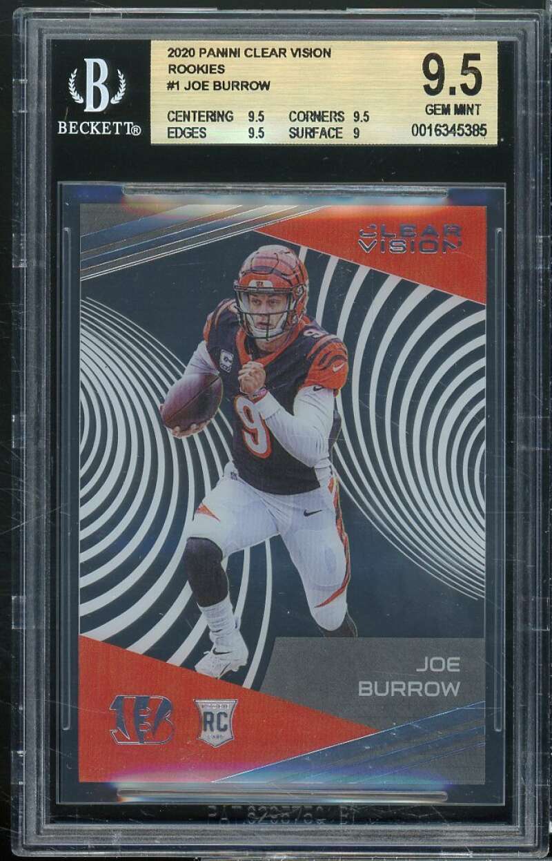 Joe Burrow Rookie 2020 Panini Clear Vision Rookies #1 BGS 9.5 (9.5 9.5 9.5 9) Image 1