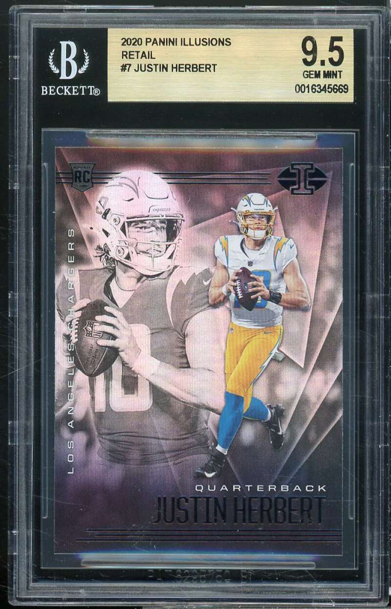 Justin Herbert Rookie Card 2020 Illusions Retail #7 BGS 9.5 Image 1