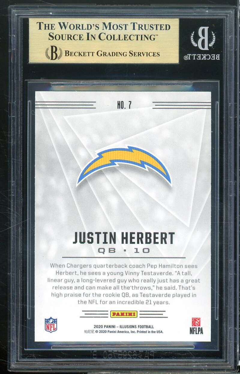 Justin Herbert Rookie Card 2020 Illusions Retail #7 BGS 9.5 Image 2